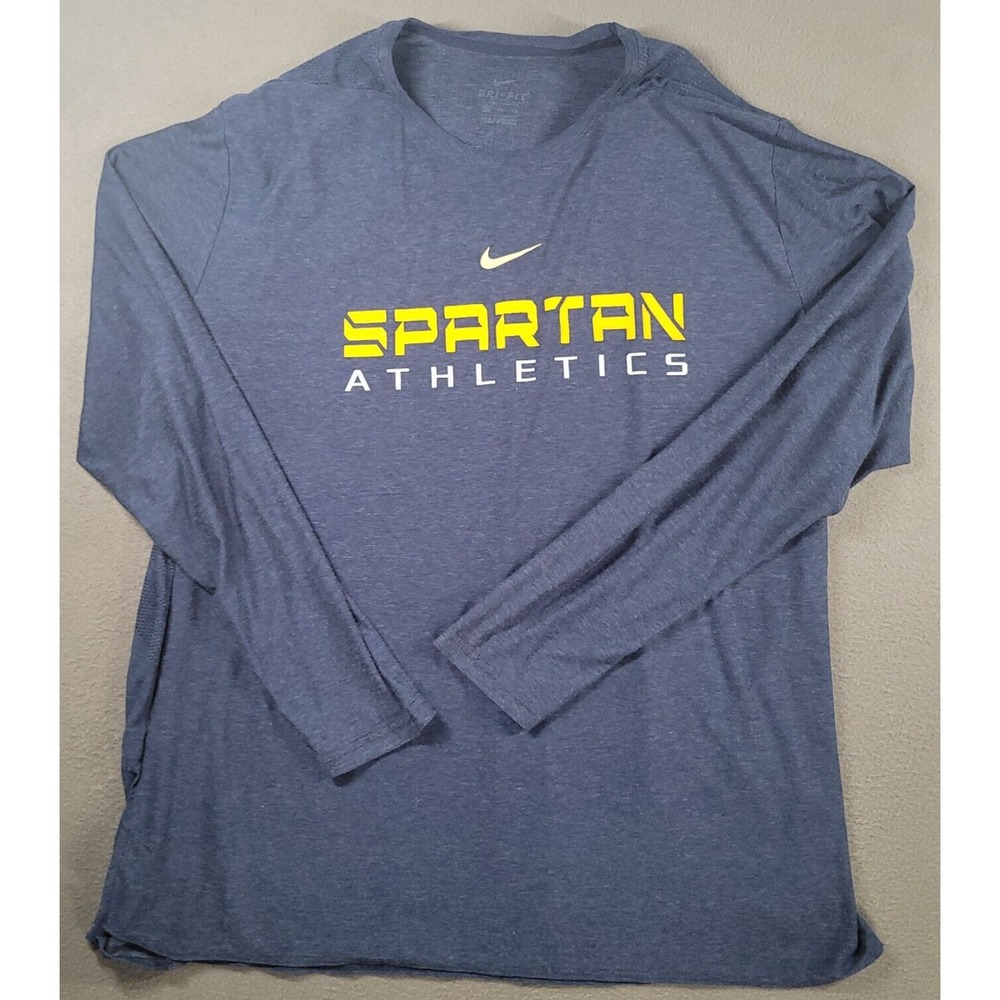 Nike Dri-FIT Spartan Athletics Shirt Mens Size 2XL Blue Long Sleeve 908358-422
